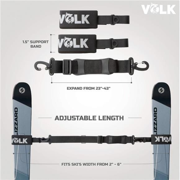 Ski Strap and Pole Carrier - 2 Sets per Pack -Skiing Accessory for Easy Carrying - Picture 5 of 7